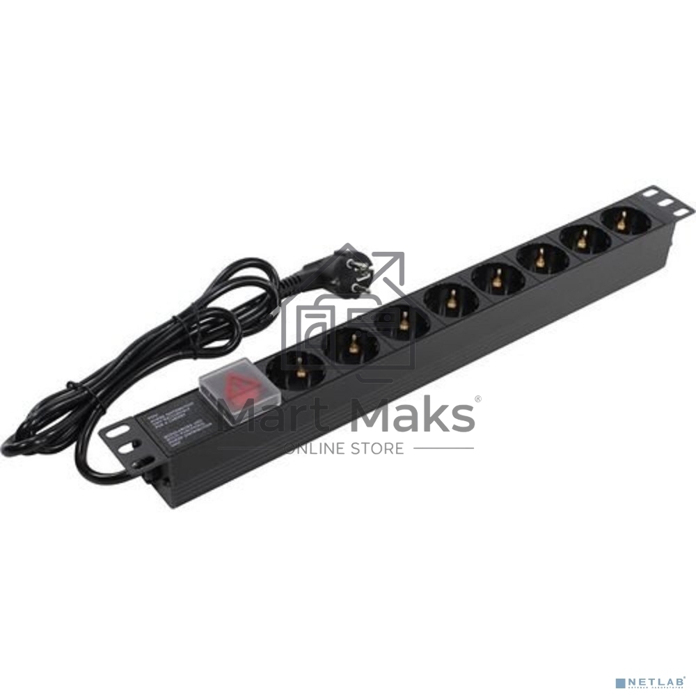 Блок розеток горизонтальный ExeGate ServerPro PDU-19H802 Al-8S-EU1.8-SW, 19