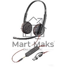 Гарнитура Plantronics Poly Blackwire 3225 чёрный, проводная, USB