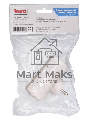 Сетевой разветвитель Buro BU-PS2-W (2 розетки) белый (пакет ПЭ)