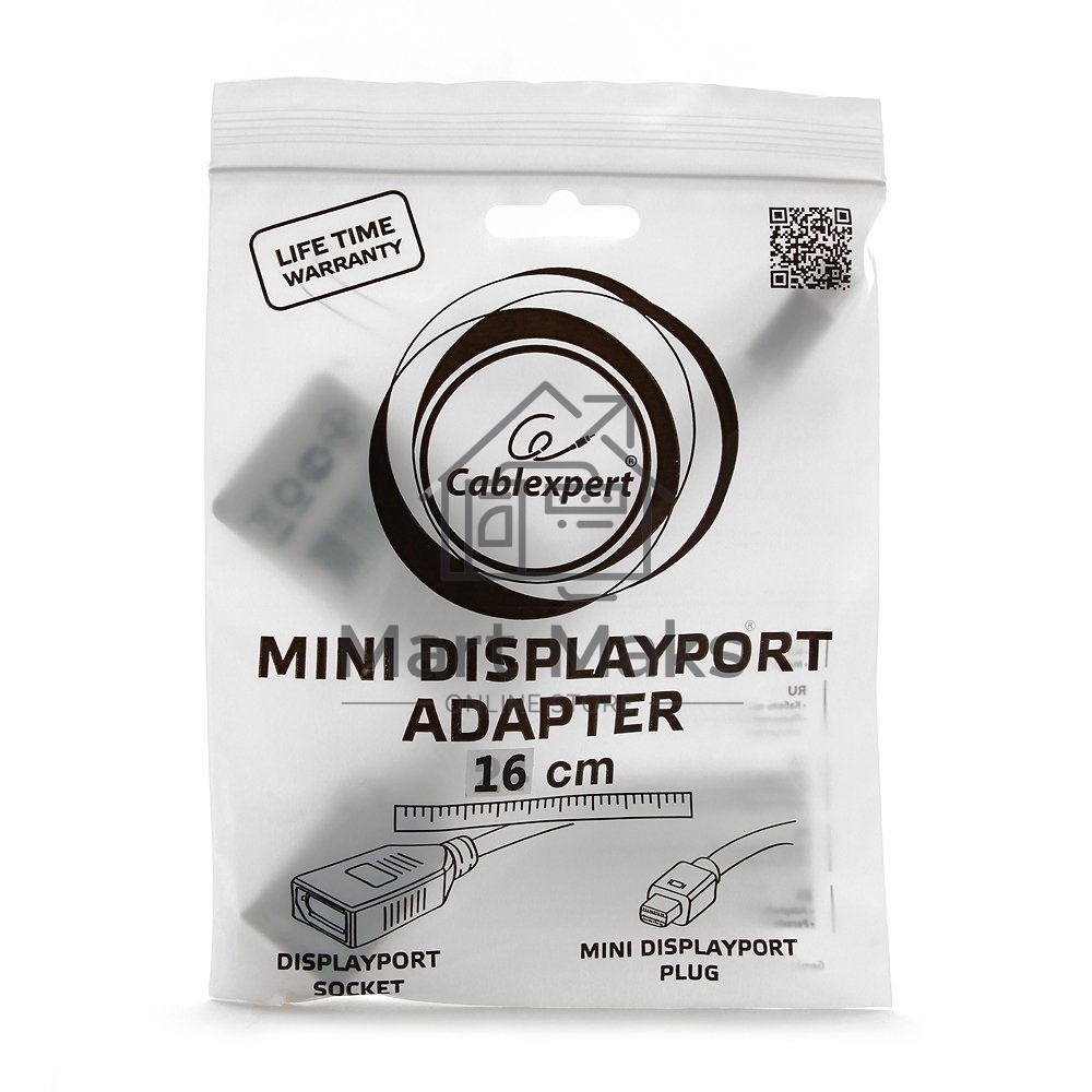 Переходник Gembird Переходник miniDisplayPort - DisplayPort, 20M/20F, длина 16см, белый (A-mDPM-DPF-001-W)