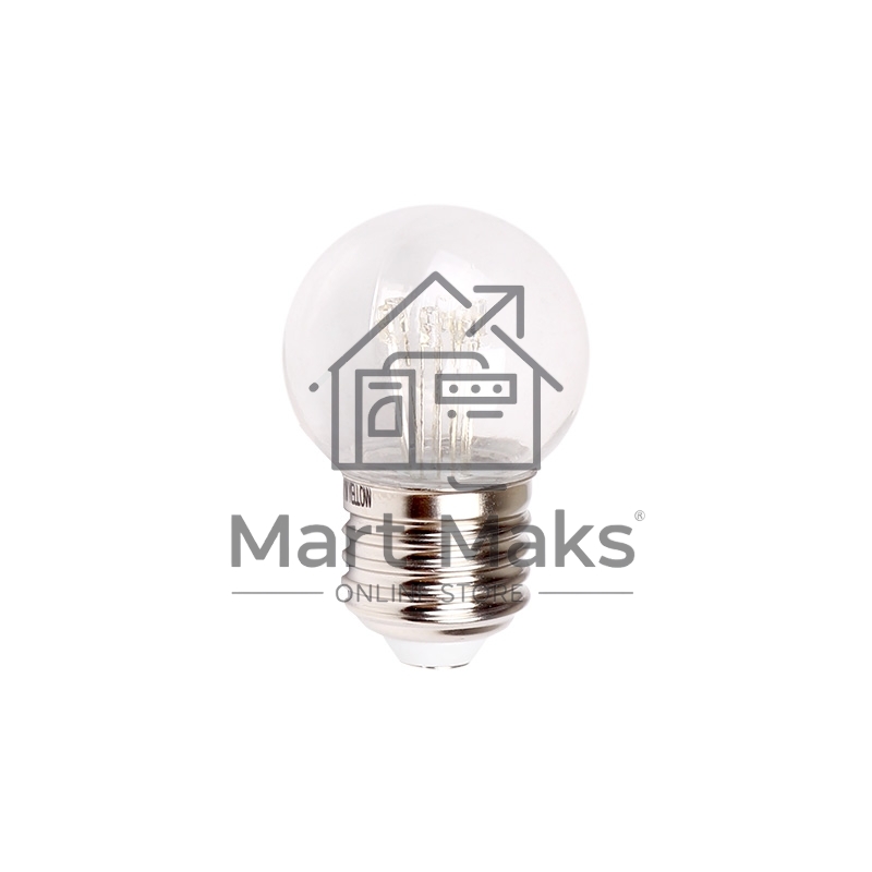 Лампа шар e27 6 LED Ø45мм - розовая, прозрачная колба, эффект лампы накаливания