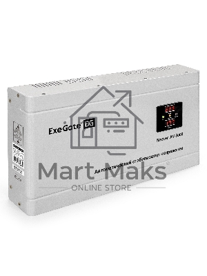 Стабилизатор напряжения ExeGate Master AV-5000 (5000ВА, 140-260В, цифр. индикация вход/вых. напряжения, 220В±8%, КПД 98%, 5 уровней защиты, задержка, метал.корпус, клем.колодка, RTL)