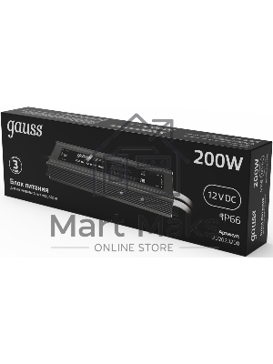 Блок питания для светодиодной ленты пылевлагозащищенный 200W 12V IP66