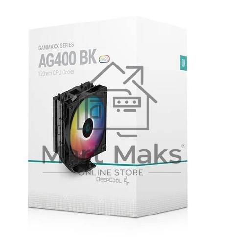 Кулер для процессора DEEPCOOL AG400 BK ARGB черный, 120 мм, алюминий/медь, 2000 об/мин, 31.6 дБ, 4 pin, 220 Вт, 150 мм