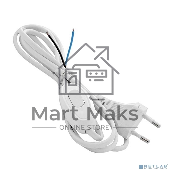 Шнур с электр. вилкой и прох. выкл. 1.7м (ШВВП-ВП 2х0.75) бел. UNIVersal А1060