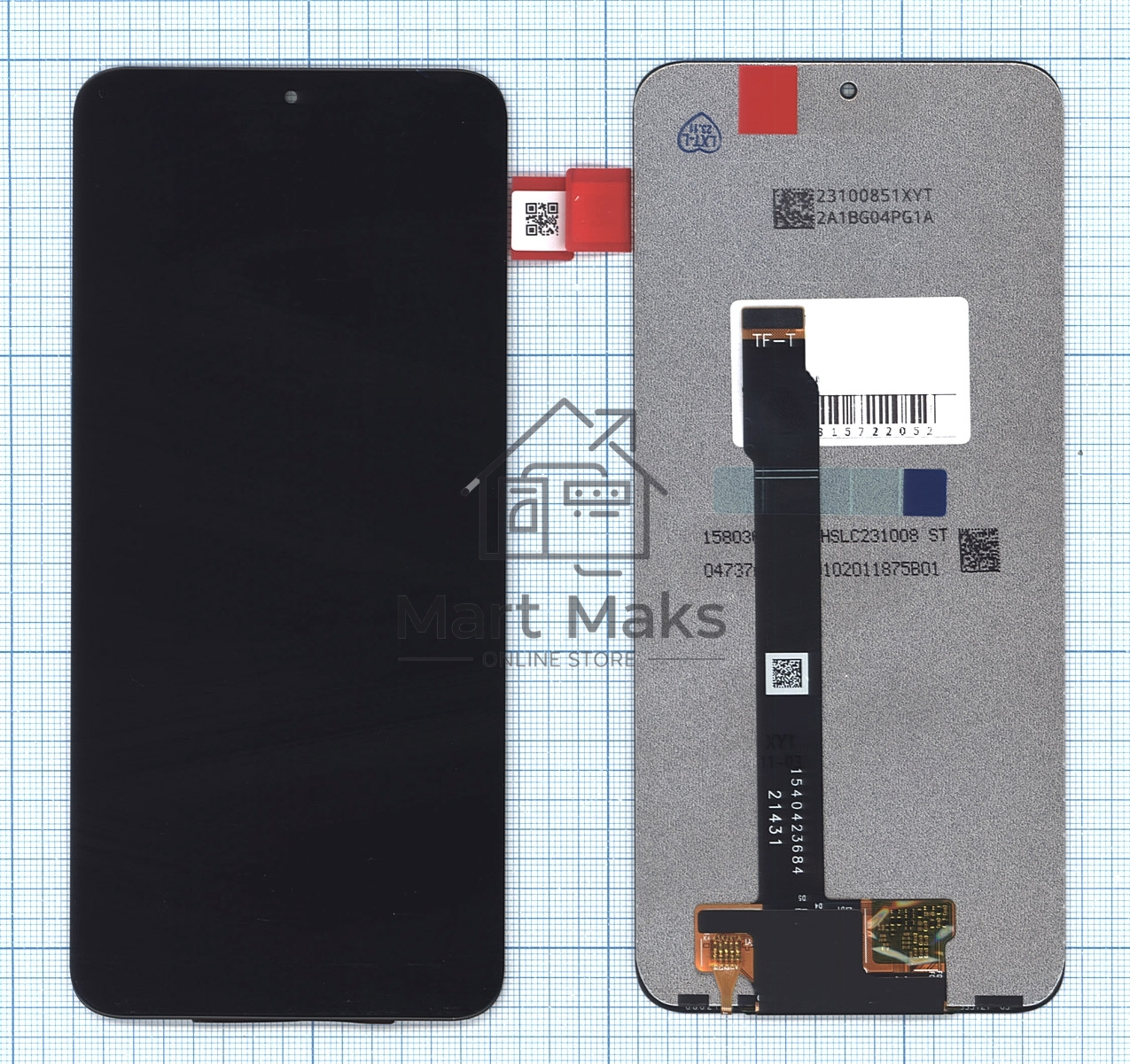 Дисплей (модуль) для Huawei Honor X8 4G в сборе с тачскрином черный