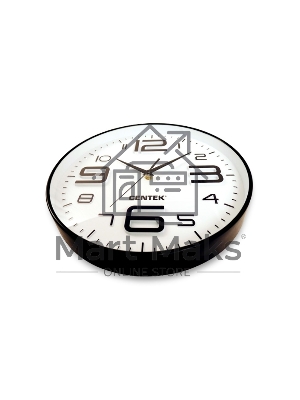 Часы настенные Centek СТ-7101 White 30 см диам., круг, ОБЪЕМНЫЕ ЦИФРЫ, плавный ход