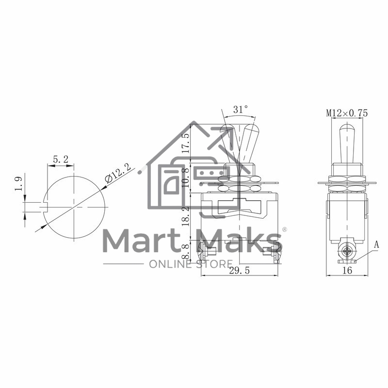 Тумблер 250V 15А (2c) ON-OFF однополюсный(KN-101)Rexant (в упак. 1шт.)
