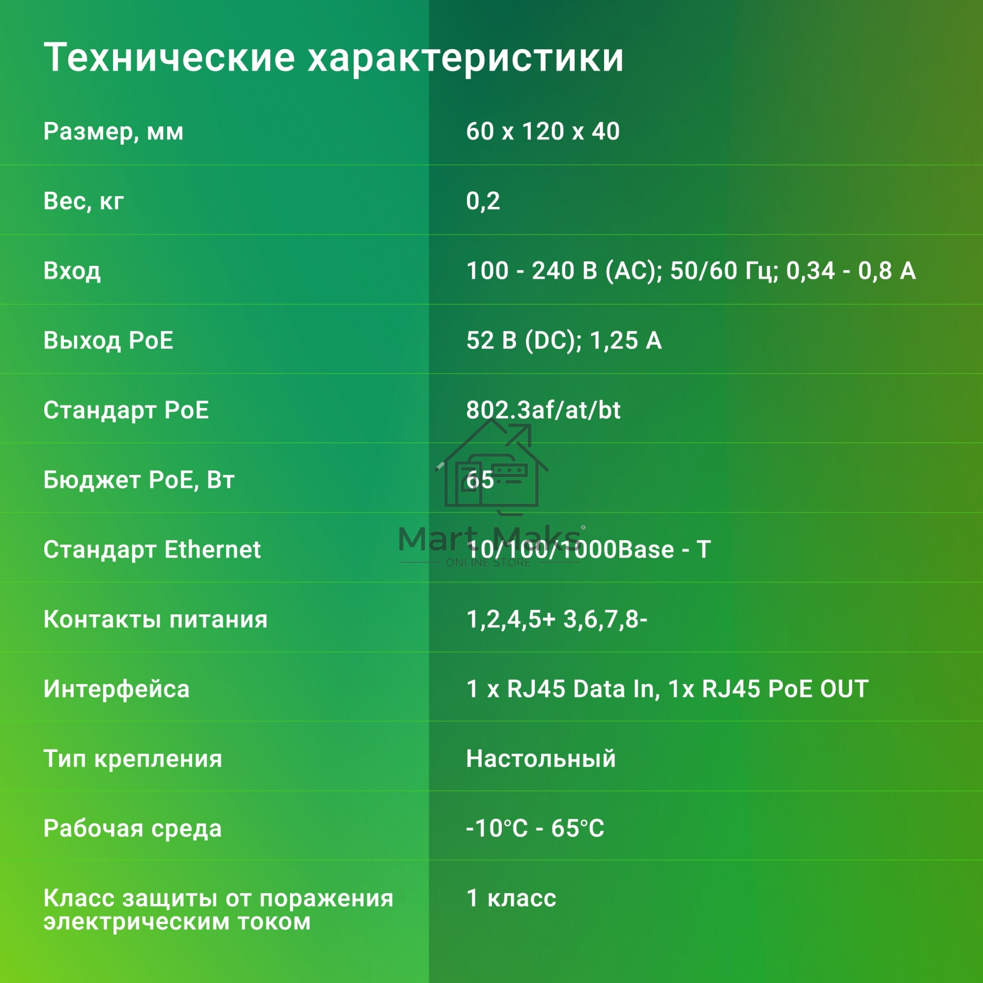 Инжектор PoE Digma DNP65W52GTXP 10/100/1000BASE-T 65Вт 100-240В(АС)