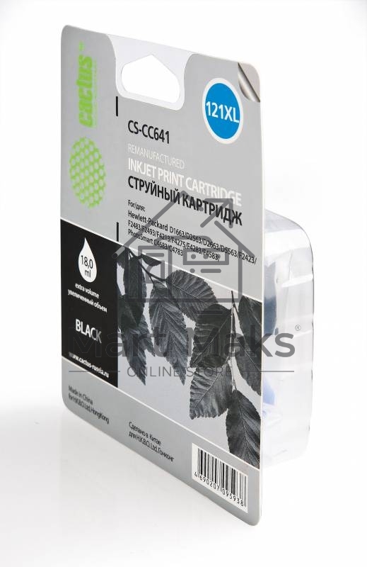 Картридж струйный Cactus CS-CC641 №121XL черный (18 мл.) для HP DJ D1663/D2563/D2663/D5563/F2423/F2483