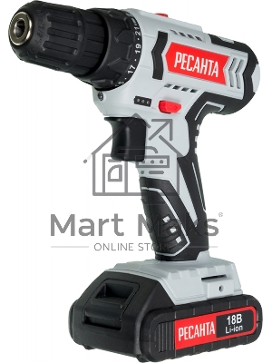 Дрель-шуруповерт Ресанта ДА-18-2ЛК 75/14/5, Аккумуляторная, 18В, 2 АКБ, Кейс