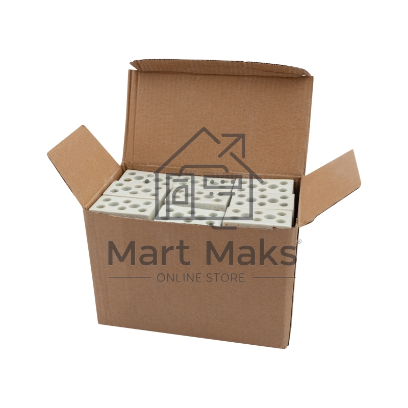 Клемма керамическая винтовая Rexant 16 мм² 3 пары контактов с крепежным отверстием (45 шт./уп.)