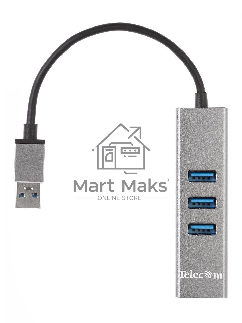 Переходник Telecom USB 3.0 - RJ-45 1000Mbps +3 USB3.0, Aluminum Shell, 0.2м TA311U