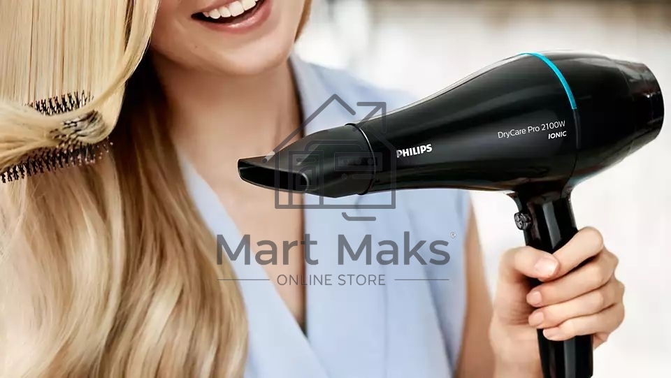 Фен Philips BHD272/00  2100 Вт, ионизация, 6 настроек температуры/скорости воздушного потока, насадка-концентратор 9 мм, холодный обдув, черный