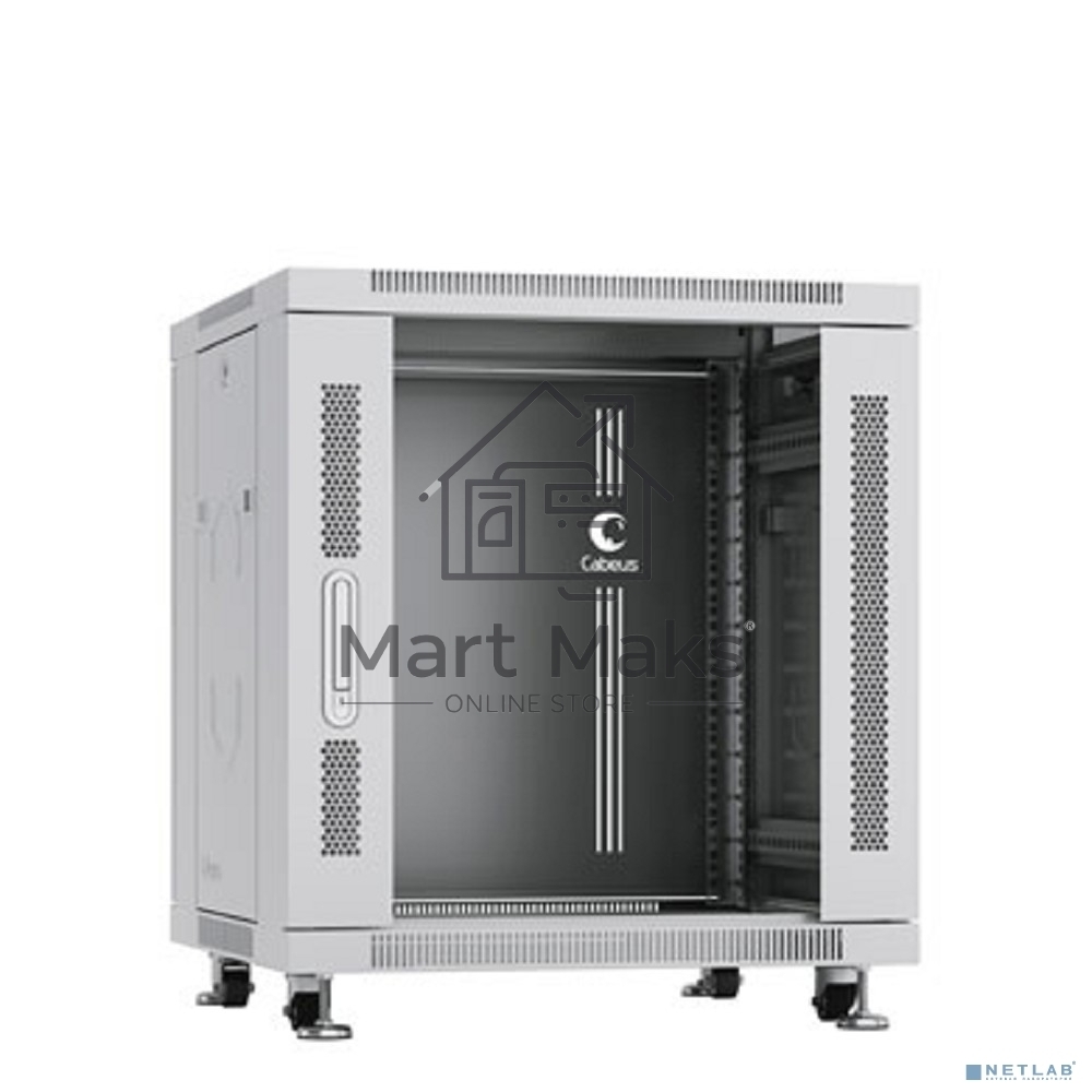 Шкаф телекоммуникационный напольный Cabeus, IP20, 12U, 730х600х800 мм (ВхШхГ), дверь: стекло, разборный, серый