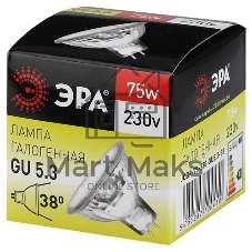Лампа галогенная ЭРА GU5.3-JCDR (MR16)-75W-230V-CL GU5.3 75Вт софит теплый белый свет