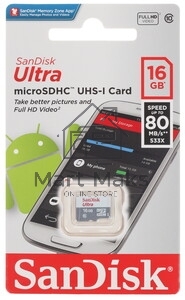 Флеш карта microSD 16GB SanDisk microSDXC Class 10 Ultra (SD адаптер) UHS-I A1 100MB/s