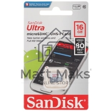 Флеш карта microSD 16GB SanDisk microSDXC Class 10 Ultra (SD адаптер) UHS-I A1 100MB/s