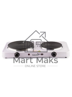Плитка Galaxy Line GL 3002, белый, электрическая, 2500 Вт (1000Вт+1500Вт), 2 закрытых нагревательных элемента, макс. нагрузка 10 кг, диаметр нагрев. элементов 155 и 185 мм, металлический корпус покрыт эмалью, плавная регулировка температуры нагрева, 2 инд