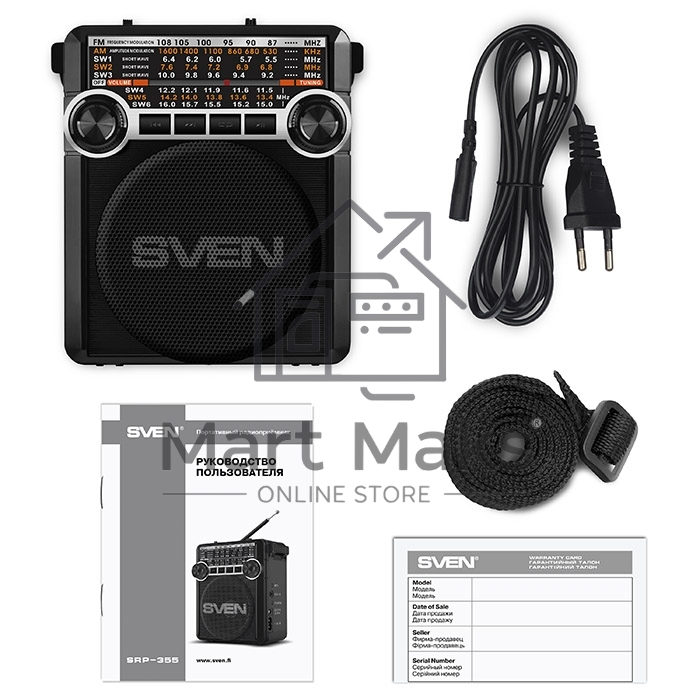 Радиоприемник АС SVEN SRP-355, черный (3 Вт, FM/AM/SW, USB, SD/microSD, фонарь, встроенный аккумулятор) АС SVEN SRP-355, черный (3 Вт, FM/AM/SW, USB, SD/microSD, фонарь, встроенный аккумулятор)