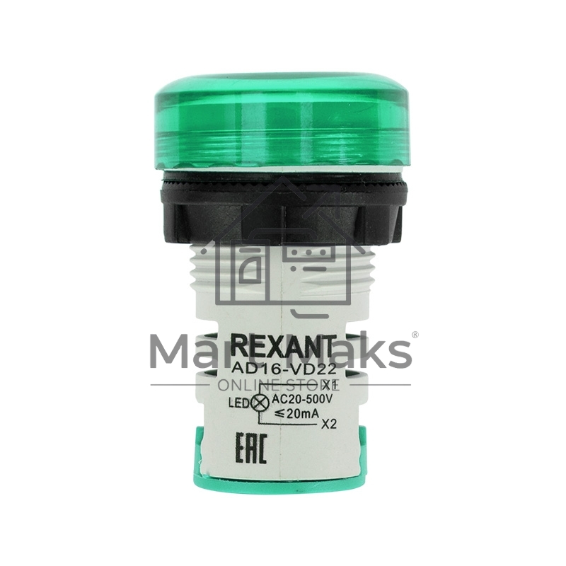 Индикатор значения напряжения зеленый VD22 70-500 В Rexant