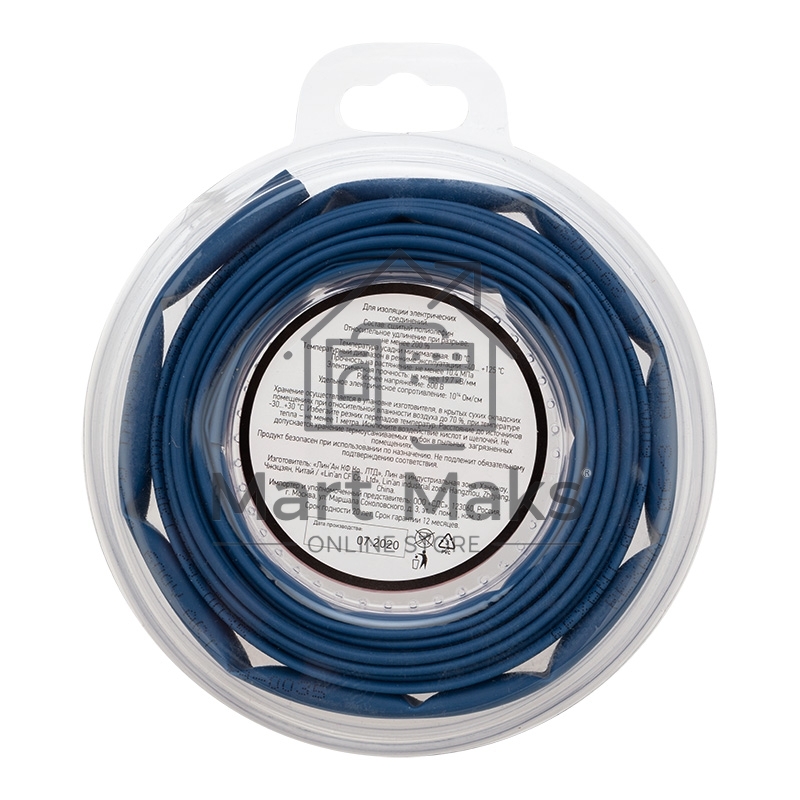 Трубка термоусаживаемая Rexant 6.0/3.0мм синяя. ролик 2.44 м