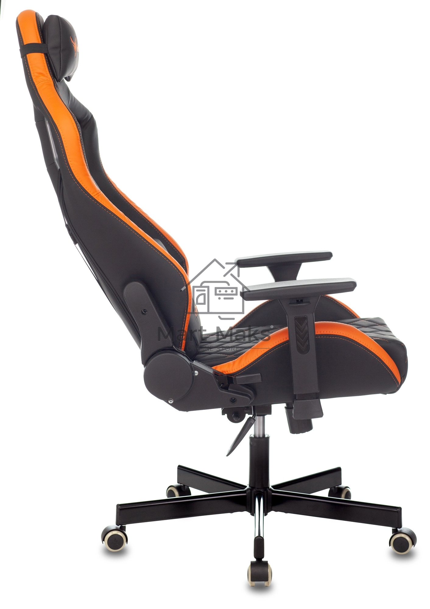 Кресло игровое Knight OUTRIDER черный/оранжевый ромбик эко.кожа с подголов. крестовина металл