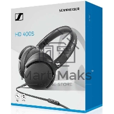 Наушники Sennheiser HD 400S накладные складные закрытые 18-20000Гц съемный кабель 1,4м, угловой jack 3.5мм, 120дБ, микрофон, черные, 508598