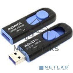 Флешка USB ADATA UV128 (AUV128-64G-RBE), 64Gb, USB 3.0, R/W 100/30, черный/синий