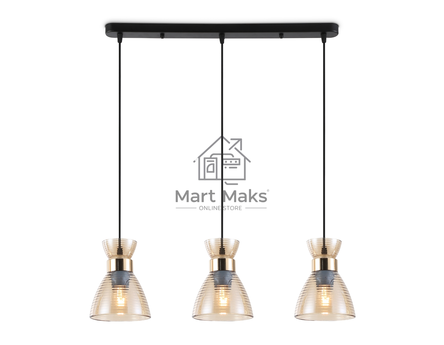 Светильник Ambrella light TR3404/3 BK/FGD/TI черный/золото/янтарь E27/3 max 60W 550*135*1000