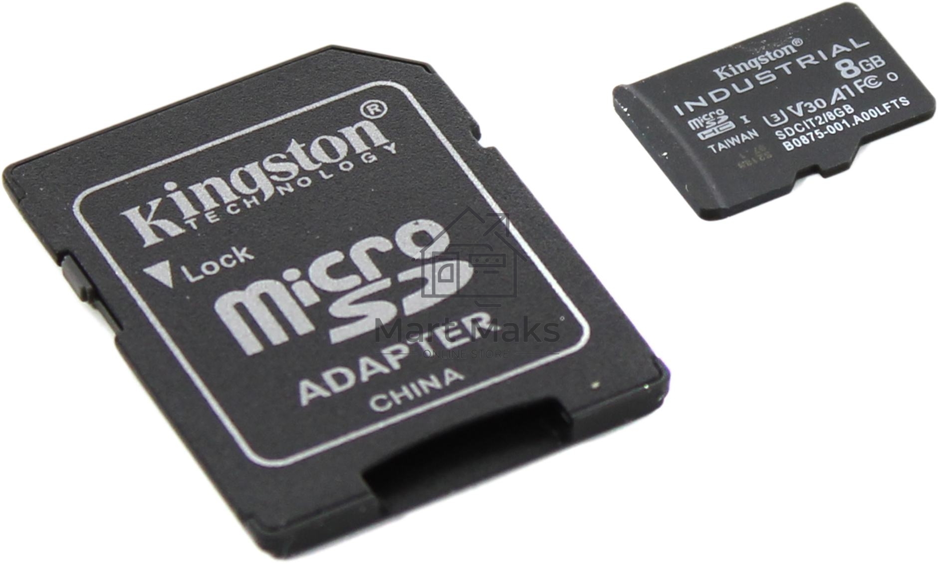 Карта памяти Kingston 8GB microSDHC Industrial C10 A1 pSLC Card + SD Adapter
