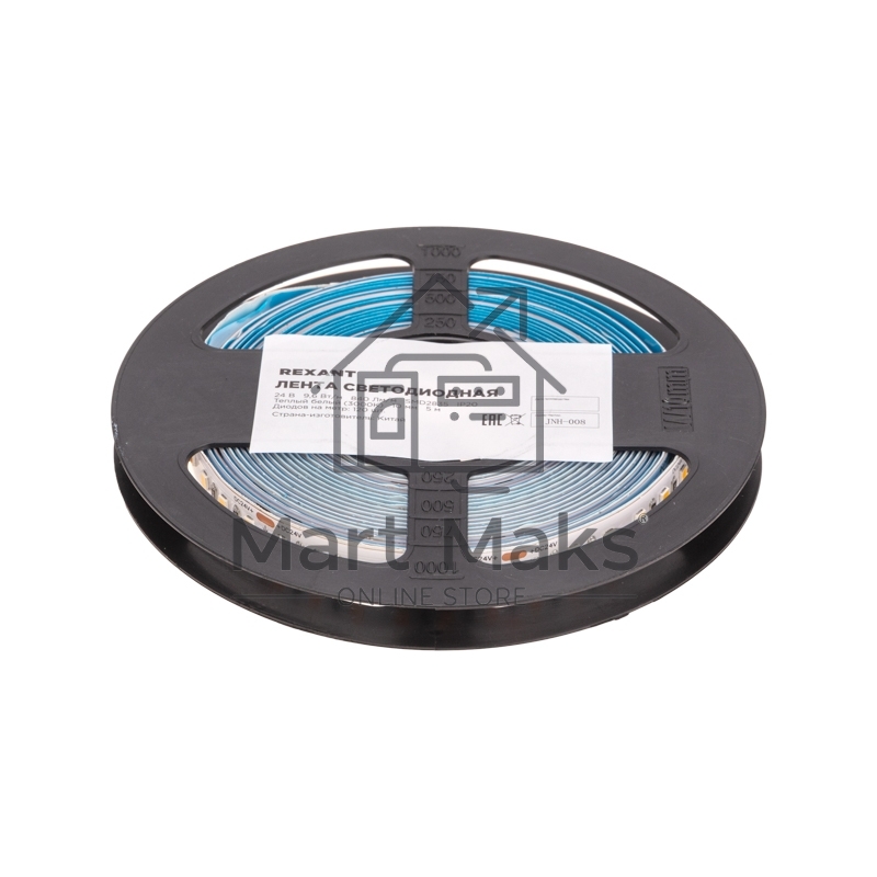 Лента светодиодная 24В, SMD2835, 9,6Вт/м, 120 LED/м, 3000K, 10мм, 5м,IP20 Rexant
