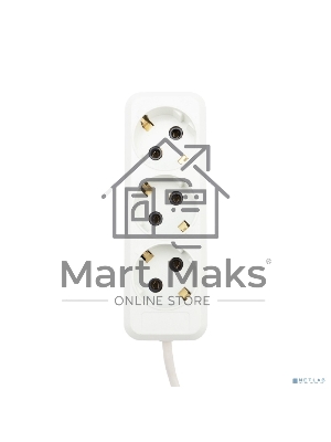 Удлинитель Rexant 3 гнезда, 5 м, 3х1.0 мм², с/з, белый (Сделано в России)