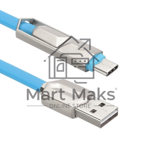 Кабель USB ACD-DUAL Lightning / MicroUSB ~ USB-A 2в1, TPE, 1м, синий (ACD-U924-CML)