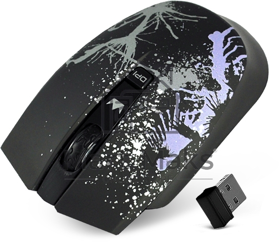 Мышь беспроводная Crown CMM-930W черный, 1600 dpi, радиоканал, USB, кнопки - 4