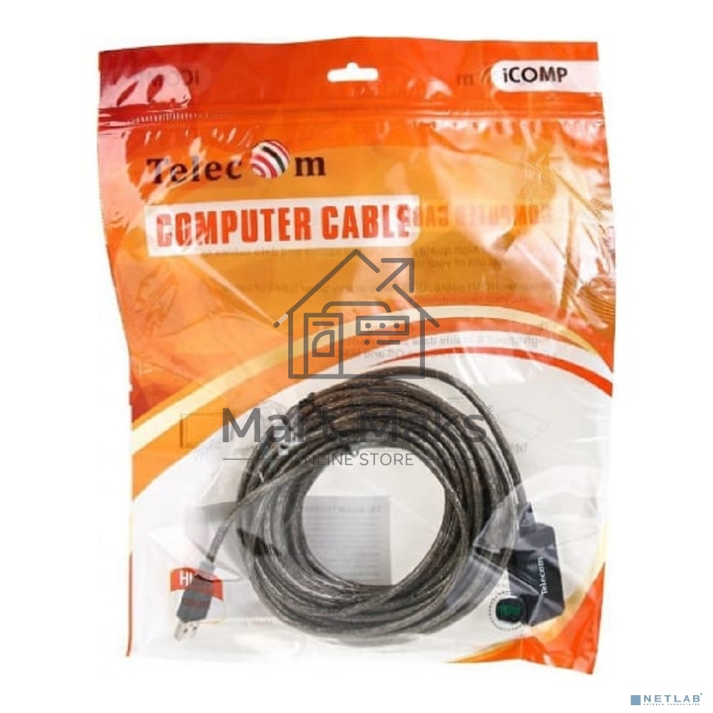 Кабель USB2.0-repeater, удлинительный активный <Am-->Af> 10м, Telecom <TUS7049-10M>