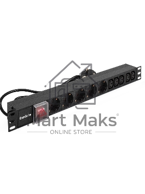 Блок розеток горизонтальный ExeGate ServerPro PDU-19H009 Al-5C135S-EU2.5-SW, 19