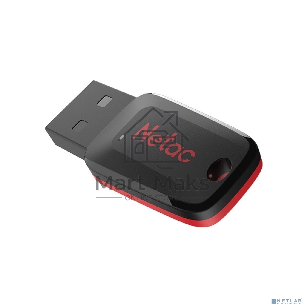 Флешка USB Netac U197 (NT03U197N-004G-20BK), 4Gb, USB 2.0, R/W 25/10, черный/красный