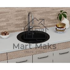 Мойка для кухни BAU Dream Black coal D 50, выпуск с сифоном в комплекте, черный уголь