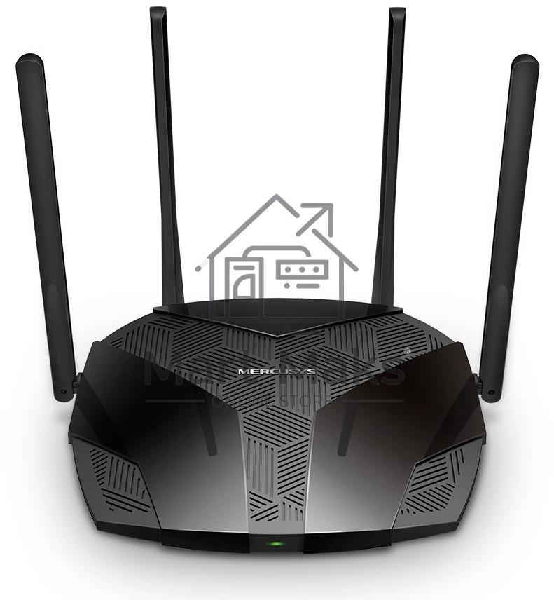 Роутер Mercusys MR70X AX1800 Dual-Band WiFi 6 Router, 574 Mbps at 2.4 GHz + 1201 Mbps at 5 GHz,4× Fixed External Antennas, 3× Gigabit LAN Ports, 1× Gigabit WAN Port, 1024-QAM, OFDMA, Router/Access Point Mode, MU-MIMO, WPA3, TWT, BSS Color