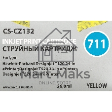 Картридж струйный Cactus CS-CZ132 №711 желтый (26 мл) для HP DesignJet T120/T520