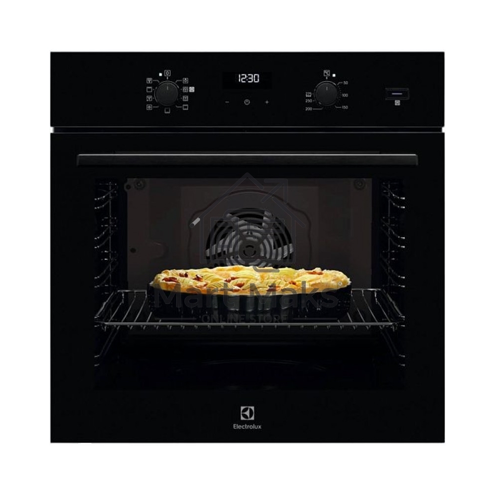 Встраиваемый духовой шкаф с паром Electrolux EOD5F71Z 60 см, каталитическая очистка, 72 л, 8 режимов, черный, направляющие проволочные + телескопические (1 уровень)