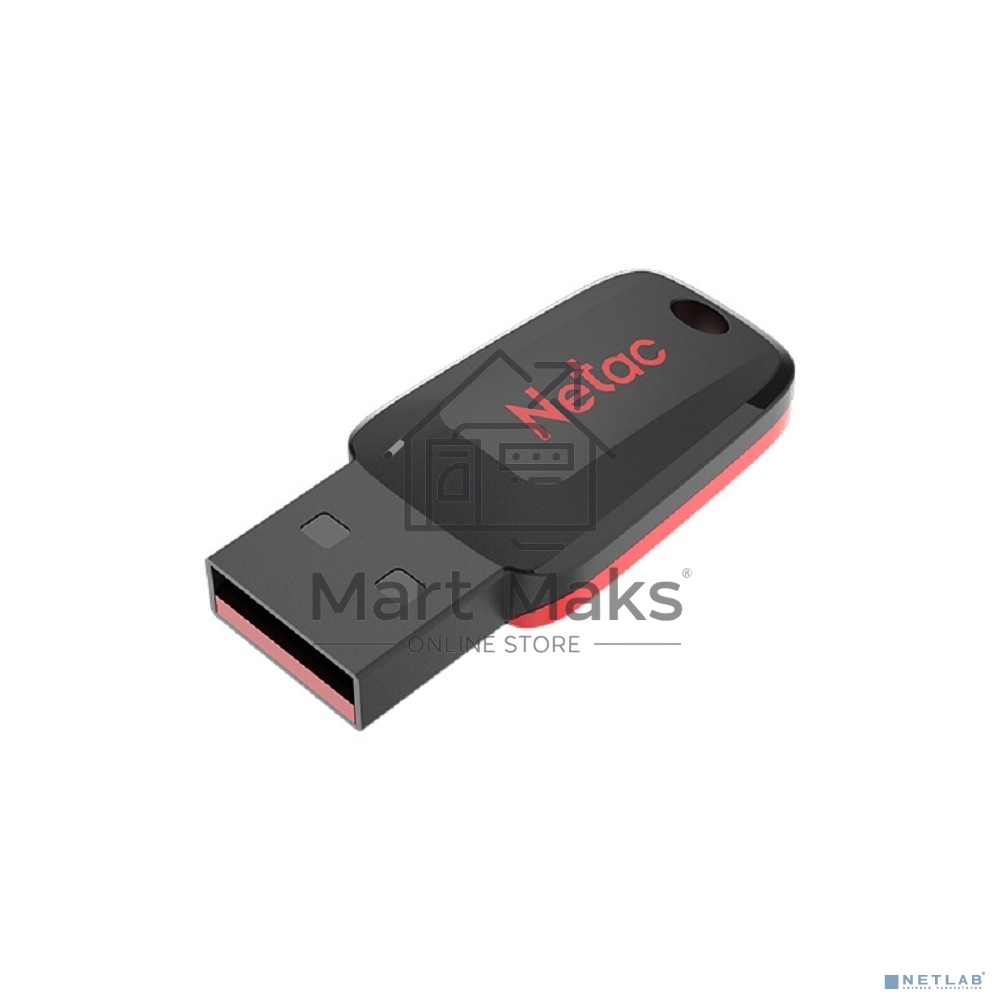 Флешка USB Netac U197 (NT03U197N-004G-20BK), 4Gb, USB 2.0, R/W 25/10, черный/красный