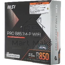Материнская плата MSI PRO B850M-P WIFI, AM5, AMD B850, 4xDDR5, 4xSATA, 3xM.2, 1xPCIe 5.0 x16, DisplayPort, HDMI, 1x5Gb LAN, USB Type-C, 3x3.5 мм, 7.1, microATX