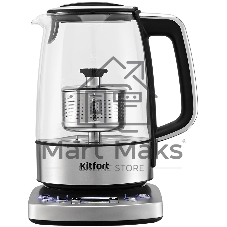 Чайник электрический Kitfort КТ-8717 1.7л. 2200Вт нержавеющая сталь/черный корпус: стекло/металл/пластик