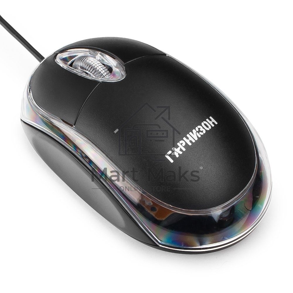 Мышь проводная Гарнизон GM-100 черный, 1000 dpi, USB, кнопки - 3