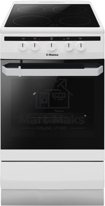 Плита электрическая Hansa FCCW54002 белый, конфорок 4 шт, духовка 68 л, 50 см x 85 см x 60 см