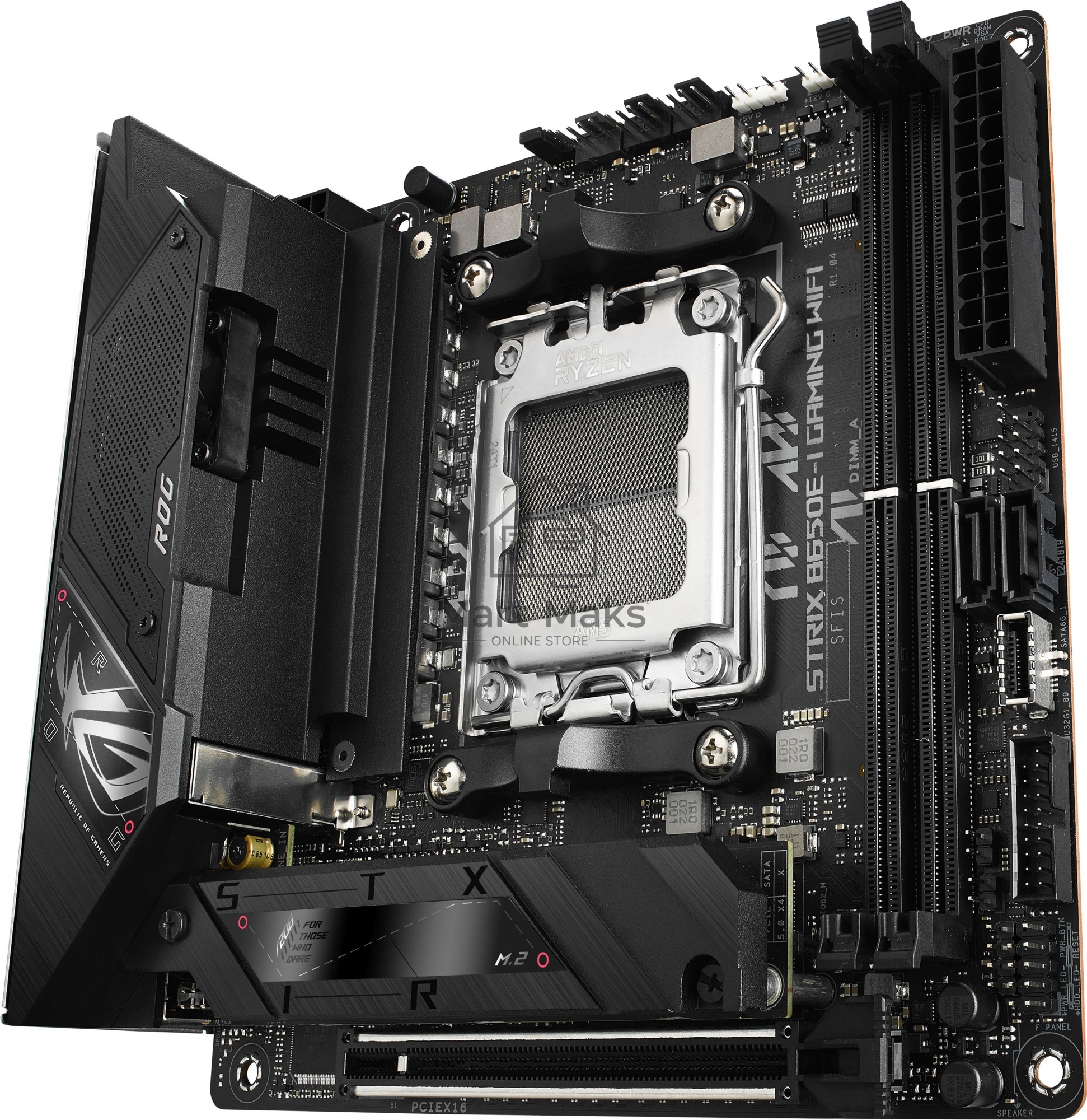 Материнская плата ASUS ROG STRIX X670E-I GAMING WIFI, AM5, AMD X670, 2xDDR5, 2xSATA, 2xM.2, 1xPCI-E 5.0 x16, 1xHDMI, 2xUSB-C, 1x 2.5Gb LAN, 3xUSB-A 3.2 Gen 2, 2xUSB-A 2.0, 7.1, Mini-ITX