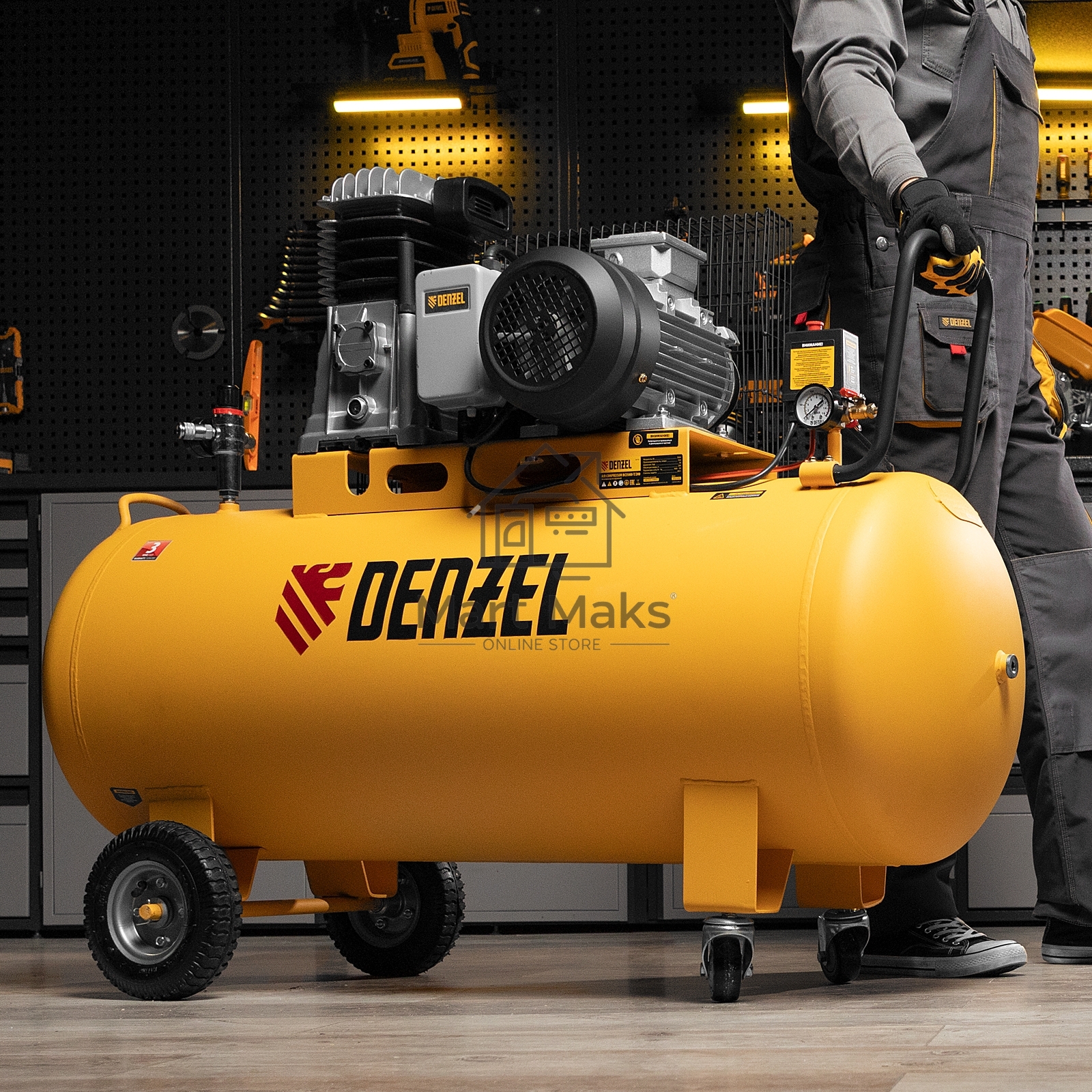 Компрессор воздушный рем. привод BCI3000-T/200, 3,0 кВт, 200 литров, 530 л/мин Denzel