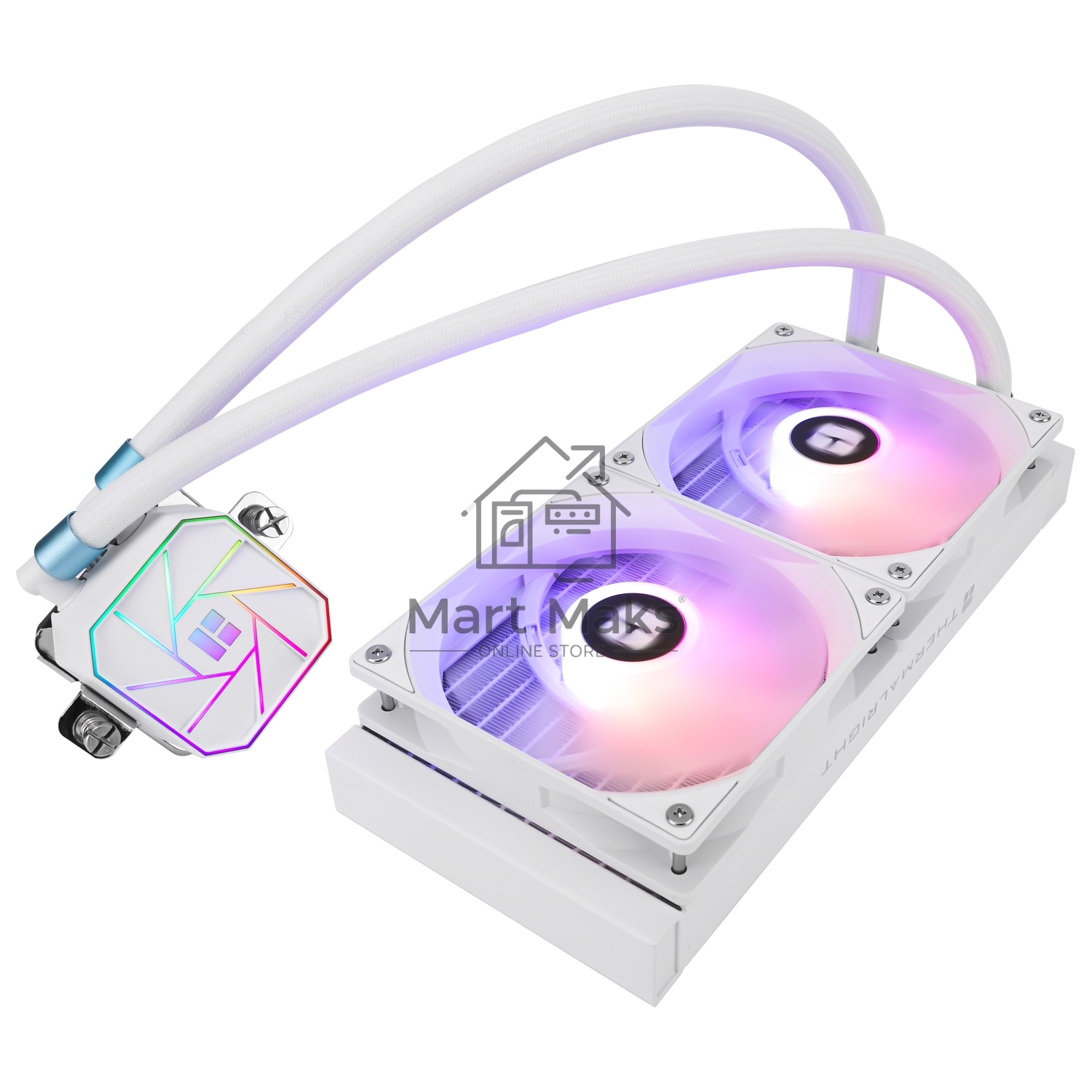 Водяное охлаждение для процессора Thermalright Aqua Elite 240 White ARGB V3 (240mm, White, ARGB/ Fans: 2x120mm, 66.17CFM, 25.6dBA, 1500RPM/ Pump height 53mm, 23dBA, 3300RPM, Rad thickness 27mm/ S: 1200, 1700, 1851, 2011, 2066, 115X, AM4, AM5)